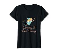 Estampado de fantasía de Unicornios Pastel Winging It Like A Fairy Camiseta