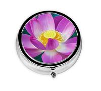 Estampado de flores de loto, pastillero, pastillero cuadrado para bolsillo o monedero, pastillero pequeño, organizador de pastillas de viaje