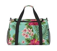 Estampado de Flores de Plumeria e Hibisco con Hojas de Palmera exóticas de la Selva.,Bolsas Deportivas, Bolsos de Viaje Deportivos Cruzados de Mano, Bolsas de Viaje de Gran Capacidad