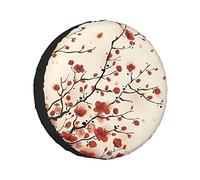 Estampado de Flower de Ciruelo de Primavera japonesas Cubierta del Neumático Universales Bolsas de Almacenamiento de neumáticos, para SUV, camionetas, 17in