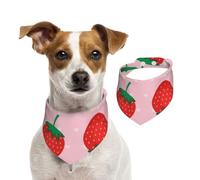 Estampado de Fresa Rosa Kawaii,Pañuelos de algodón para Perros, Bufandas Ajustables para Mascotas,S