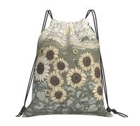 Estampado De Girasoles Y Manzanilla Bolsa con Cordón Bolsa De Gimnasio Ligera Fácil De Doblar Bolsas con Cordón para Senderismo Vacaciones Al Aire Libre 36X42Cm