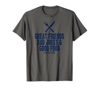 Estampado de Great Friends BOD Jokes Good Food Navy Camiseta