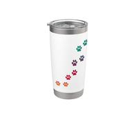 Estampado de huellas de animales de colores arcoíris Vaso térmico de acero inoxidable de doble pared