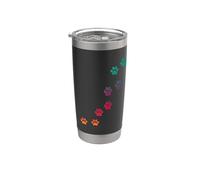 Estampado de huellas de animales de colores arcoíris Vaso térmico de acero inoxidable de doble pared