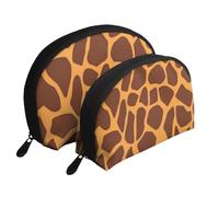 Estampado De Jirafa, Bolsa de Maquillaje de Concha, Monedero pequeño para Mujer, Bolsa de artículos de tocador, Bolsa de cosméticos, 2 Piezas