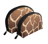 Estampado de Jirafa, Bolsa de Maquillaje de Concha, Monedero pequeño para Mujer, Bolsa de artículos de tocador, Bolsa de cosméticos, 2 Piezas