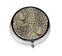 Estampado de leopardo animal, Pastillero, Pastillero redondo Pequeño contenedor de pastillas Organizador de pastillas de viaje
