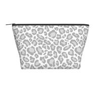 Estampado de Leopardo Blanco Gris, Bolsa de artículos de tocador Bolsa de Maquillaje Bolsa de cosméticos Bolsa de artículos de tocador de Viaje portátil