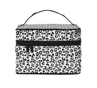 Estampado de Leopardo Blanco y Negro, Bolsa de Maquillaje Bolsa de cosméticos Bolsa de Aseo de Viaje portátil Estuche para lápices