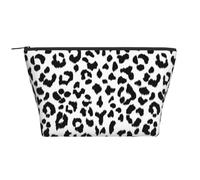 Estampado de Leopardo Blanco y Negro con Monograma, Bolsa de artículos de tocador Bolsa de Maquillaje Bolsa de cosméticos Bolsa de artículos de tocador de Viaje portátil