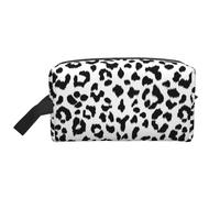 Estampado de Leopardo Blanco y Negro con Monograma, Bolsa de Maquillaje Bolsa de cosméticos Bolsa de artículos de tocador de Viaje portátil Organizador de Bolsa de Maquillaje