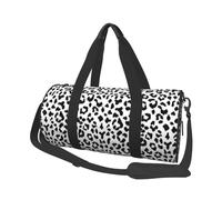 Estampado de Leopardo Blanco y Negro con Monograma, Bolsa de Viaje de Gran Capacidad, Bolso Redondo, Bolsa de Viaje Deportiva, Bolsa de Mano, Bolsa de Fitness