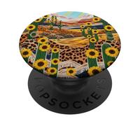 Estampado de Leopardo Cactus Girasol Desierto Boho Suroeste PopSockets PopGrip Adhesivo