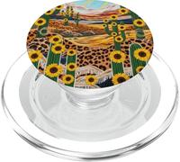 Estampado de Leopardo Cactus Girasol Desierto Boho Suroeste PopSockets PopGrip para MagSafe