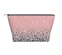 Estampado de Leopardo con Brillo Plateado y Oro Rosa, Bolsa de artículos de tocador Bolsa de Maquillaje Bolsa de cosméticos Bolsa de artículos de tocador de Viaje portátil