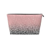 Estampado de Leopardo con Brillo Plateado y Oro Rosa, Bolsa de artículos de tocador Bolsa de Maquillaje Bolsa de cosméticos Bolsa de artículos de tocador de Viaje portátil