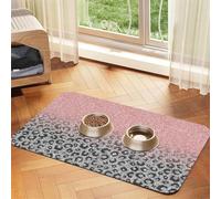 Estampado de Leopardo con Purpurina Plateada y Oro Rosa,Tapete para Comida de Mascotas, manteles Individuales de Cuero sintético para Gatos y Perros,40x60cm