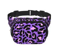 Estampado de Leopardo de Color Rosa neón y Morado,Riñonera Cuadrada de Doble Capa, Bolso de Viaje, Bolso Informal para el Pecho.