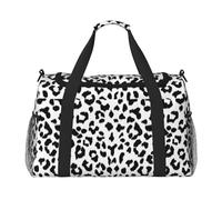 Estampado de Leopardo en Blanco y Negro con Monograma,Bolsas Deportivas, Bolsos de Viaje Deportivos Cruzados de Mano, Bolsas de Viaje de Gran Capacidad para Mujeres y Hombres.