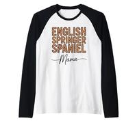 Estampado de Leopardo English Springer Spaniel Mama Camiseta Manga Raglan