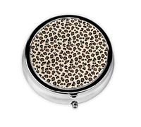 Estampado de leopardo. Este pequeño pastillero redondo de viaje de tres compartimentos es perfecto para almacenar medicamentos diarios, vitaminas y sobre la marcha.