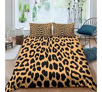 Estampado de Leopardo Juegos De Ropa De Cama,Funda De Edredón 3D, Juego De Funda Nórdica Funda De Edredón, Juego De 3 Piezas con Cierre De Cremallera Double（200x200cm）