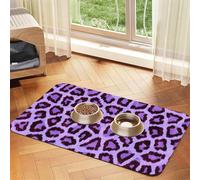 Estampado de Leopardo Lila,Tapete para Comida de Mascotas, manteles Individuales de Cuero sintético para Gatos y Perros,30x45cm