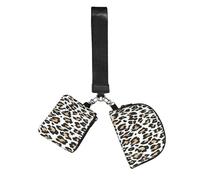 Estampado de leopardo naranja sobre fondo blanco. Animales salvajes.,Bolso de muñeca para deportes al aire libre, monedero portátil, cartera de muñeca con llavero desmontable