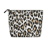 Estampado de Leopardo Naranja sobre Fondo Blanco. Animales Salvajes.,Neceser de Maquillaje de imitación Lino, Neceser de Viaje portátil