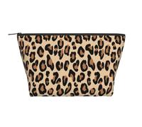 Estampado de Leopardo Negro Marrón Óxido y Tostado, Bolsa de artículos de tocador Bolsa de Maquillaje Bolsa de cosméticos Bolsa de artículos de tocador de Viaje portátil