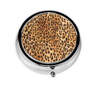 Estampado de leopardo, Pastillero, Pastillero redondo Pequeño contenedor de pastillas Organizador de pastillas de viaje