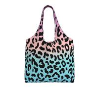 Estampado de leopardo, patrón de leopardo, morado,Bolsas de mano reutilizables, bolsas de supermercado, bolso de hombro de lona de gran capacidad