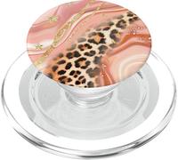 Estampado De Leopardo Rosa Estrellas Doradas Patrón Liguid Art PopSockets PopGrip para MagSafe