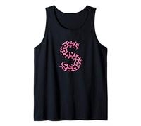 Estampado de Leopardo Rosa Monograma la Letra S Inglés Camiseta sin Mangas