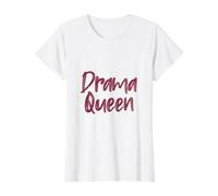 Estampado de Letras Rosas Drama Queen Regalo Divertido Camiseta gráfica económica, Mujer, Blanco, L