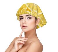 Estampado de limón amarillo,Gorro de dormir de satén ajustable para adultos, de seda, elástico, para dormir, para mujer