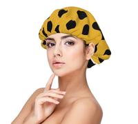 Estampado de lunares negros sobre amarillo,Gorro de dormir de satén para adultos - Gorro de dormir elástico para mujer, cubrecabello nocturno
