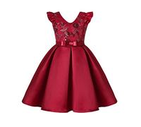 Estampado De Niño Sin Mangas Fiesta Hoilday Corte Vestido Princesa Ropa Para Niñas Talla 128, rojo, 5-6 años