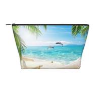 Estampado de Palmeras marinas y Playa de Estrellas de mar, Bolsa de artículos de tocador Bolsa de Maquillaje Bolsa de cosméticos Bolsa de artículos de tocador de Viaje portátil
