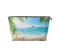 Estampado de Palmeras marinas y Playa de Estrellas de mar, Bolsa de artículos de tocador Bolsa de Maquillaje Bolsa de cosméticos Bolsa de artículos de tocador de Viaje portátil