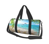 Estampado de Palmeras Marinas y Playa de Estrellas de mar, Bolsa de Viaje de Gran Capacidad, Bolso Redondo, Bolsa de Viaje Deportiva, Bolsa de Mano, Bolsa de Fitness