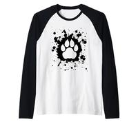 Estampado de pata de león negro salpicado guepardo tigre leopardo Camiseta Manga Raglan