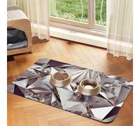 Estampado de patrón de Cristal de Diamante Abstracto con Purpurina,Tapete para Comida de Mascotas, manteles Individuales de Cuero sintético para Gatos y Perros,40x60cm