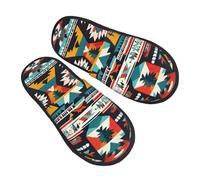 Estampado De Patrones Nativos Americanos Pantuflas Casual Pantuflas De Invierno Cálido Zapatos De Casa Para Hombre Otoño Hotel M