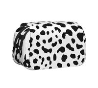 Estampado de Perro dálmata con Manchas Negras Estuche para lápices portátil con Doble Concha y Cremallera