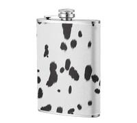 Estampado de perro dálmata con manchas negras,Frasco de acero inoxidable 304 de 8 oz con funda de cuero sintético, frasco de bolsillo para licor plano para exteriores