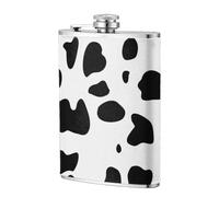 Estampado de perro dálmata con manchas negras,Frasco de acero inoxidable 304 de 8 oz con funda de cuero sintético, frasco de bolsillo para licor plano para exteriores