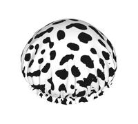 Estampado de perro dálmata con manchas negras,Gorro de ducha, gorro de noche, gorro de baño elástico impermeable de doble capa, reutilizable para el cabello.