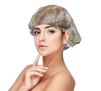 Estampado de piedra de ónix azul pálido,Gorro de dormir de satén para adultos - Gorro de dormir elástico para mujer, cubrecabello nocturno